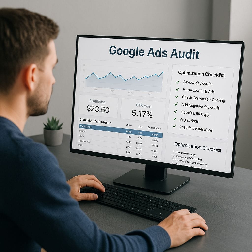 PPC expert performing a Google Ads audit to fix wasted spend and improve ROI.