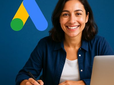 Certified Google Ads expert presenting the best Google Ads strategy for 2025 with a small business owner, roadmap, and AI-powered campaign insights